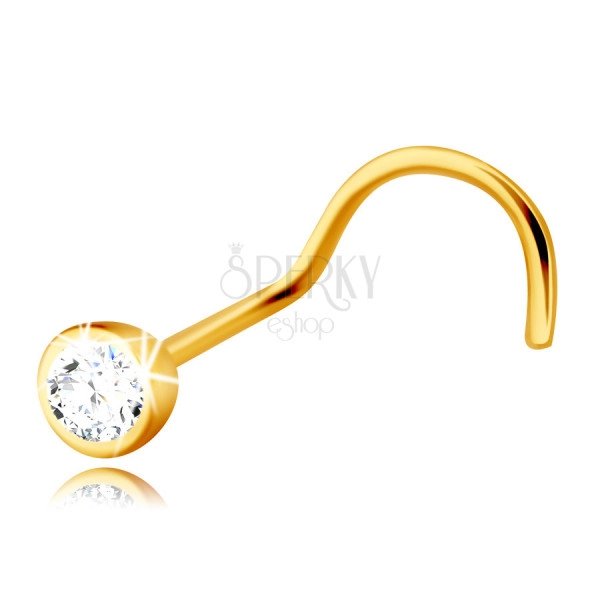 Diamant Piercing aus 14K Gelbgold, gebogen – Brillant in einer runden Fassung, 2 mm