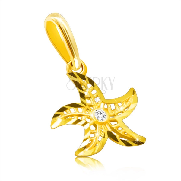 Diamant Anhänger aus 14K Gelbgold – Seestern Motiv, runder klarer Brillant