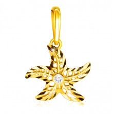 Diamant Anhänger aus 14K Gelbgold – Seestern Motiv, runder klarer Brillant
