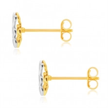 Diamant Ohrringe aus kombiniertem 585 Gold – Teddybär mit einem klaren Brillanten