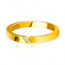 14K Gelbgold Diamantring – Ring mit einem feinen Einschnitt, klare Brillanten