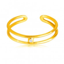 Diamantring aus 14K Gelbgold – dünne offene Ringschiene, klarer Brillant