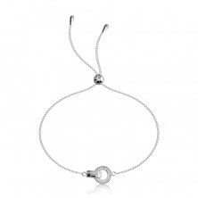 925 Silber Armband – Kreis mit Zirkonen, Glied mit einer glänzenden und Zirkon Oberfläche