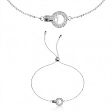 925 Silber Armband – Kreis mit Zirkonen, Glied mit einer glänzenden und Zirkon Oberfläche