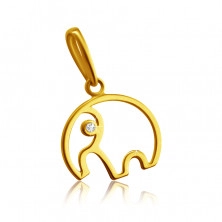 Diamant Anhänger aus 14K Gelbgold – Umriss eines Elefanten mit einem Rüssel, klarer Brillant