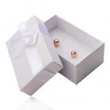 Geschenkschachtel für Ring, Anhänger und Ohrringe, perlweiße Farbe, Schleife