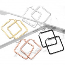 316L Stahl Ohrringe - Quadrate mit schrägen Einschnitten, verschiedene Farben, IP Beschichtung