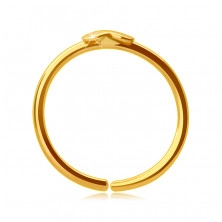 14K Gold Nasenpiercing, glänzender Ring mit einem kleinen Herzen, 6 mm
