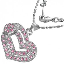 Romantische Halskette - pinkfarbene Herzen