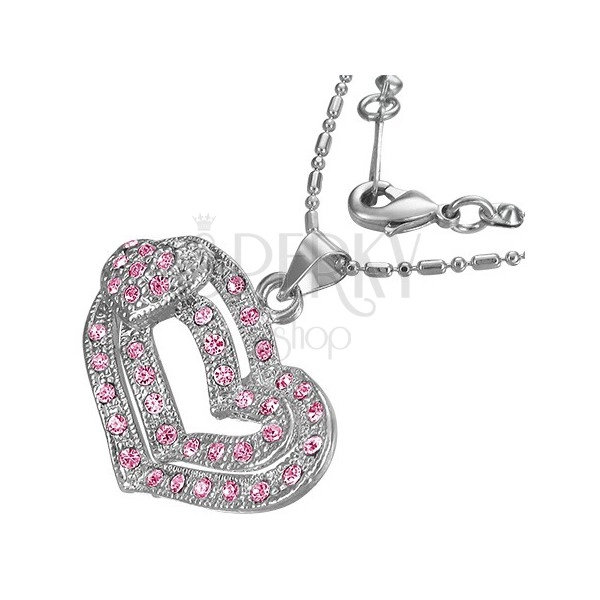 Romantische Halskette - pinkfarbene Herzen