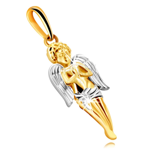 Anhänger aus kombiniertem 9K Gold – ein betender Engel mit Flügeln