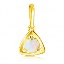Anhänger aus 9K Gold – Dreieck-Umriss mit einem runden synthetischen Opal