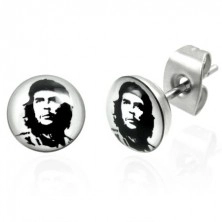 Runde Ohrringe "Che Guevara" aus Edelstahl, 6.9 mm