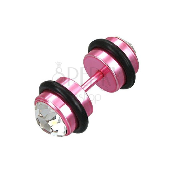 Pink Ohr Plug mit zwei klaren Zirkonia