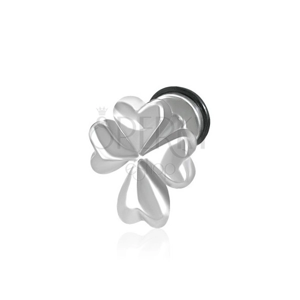 Falsches Ohr Piercing in silberner Farbe - irisches vierblättriges Kleeblatt