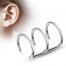 Fake 316L Stahl Ohr Piercing - drei Ringe in silberner Farbe