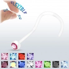 Nasenschmuck BioFlex - transparent mit einem Zirkon
