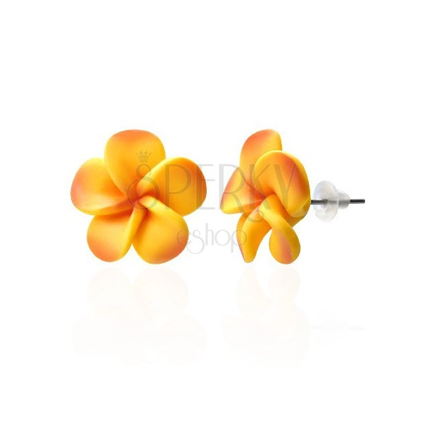 Gelb-orange Blumen Ohrringe aus Fimo