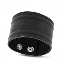 Leder Armband - schwarzer Farbton, zwei leicht gewölbte Streifen