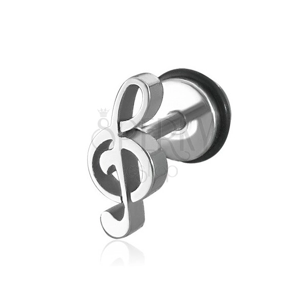Stahl Fake Ohrplug - Geigenschlüssel