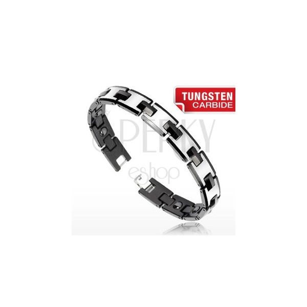 Magnetarmband aus Tungsten - silberne und schwarze Farbe, glänzend