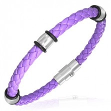Armband aus PVC - Edelstahlringe, violette Farbe