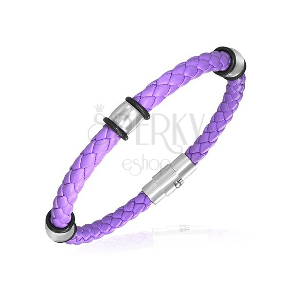 Armband aus PVC - Edelstahlringe, violette Farbe