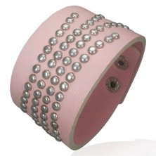 Rosa Armband aus Lederimitat mit Nieten