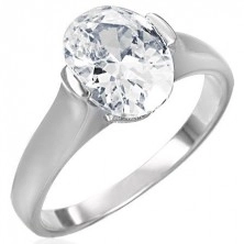 Ring für Damen mit klarem ovalförmigem Zirkonia