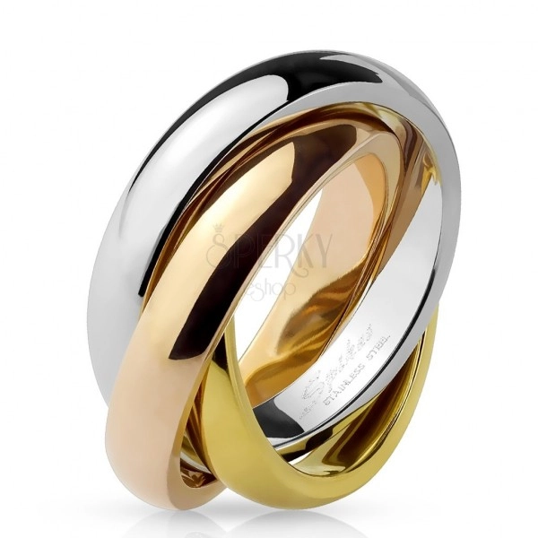 Dreifach-Ring aus Edelstahl in drei Farben