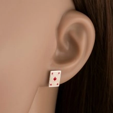 Ohrringe aus Silber 925 - Karte mit roten Rauten