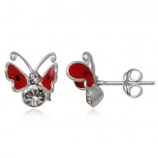 Ohrringe Schmetterlinge aus Silber in roter Farbe