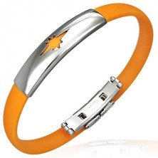 Flaches Silikonarmband - Motiv Stern, orange Farbe