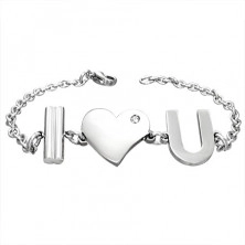 Armkette aus Edelstahl mit Aufschrift I Love You und Zirkonia