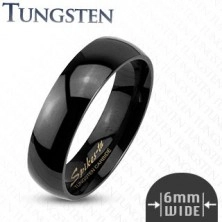 Schlichter glatter schwarzer Ring aus Tungsten, 6 mm