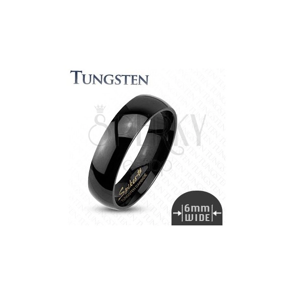 Schlichter glatter schwarzer Ring aus Tungsten, 6 mm