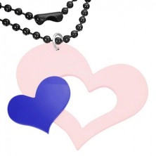 Acrylanhänger in rosa und blau, großes und kleines Herz