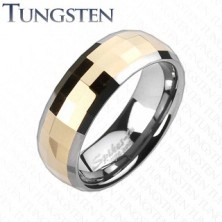 Tungstenring - Rechteckmuster in Goldoptik