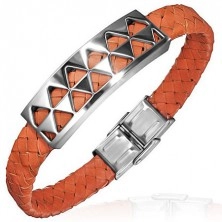 Kunststoffarmband mit Edelstahl-Verzierung mit Dreiecken, orange