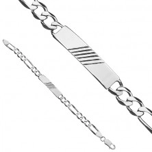 Silberner 925 Armband mit flachem Element und diagonalen Spuren