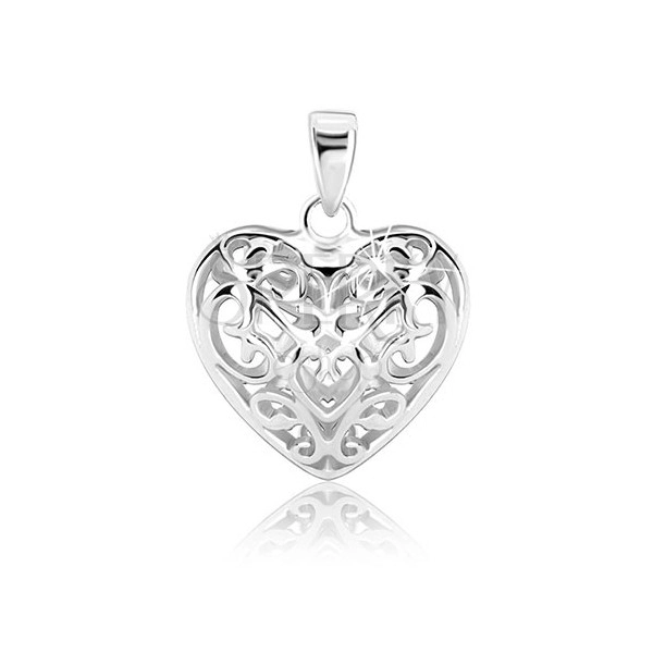 Silberanhänger - 3D Herz mit Ornamenten