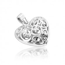 Silberanhänger - 3D Herz mit Ornamenten