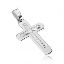 925 Silberanhänger - abgerundetes Kreuz mit Seilmuster