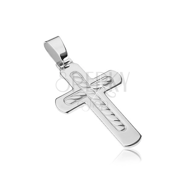 925 Silberanhänger - abgerundetes Kreuz mit Seilmuster