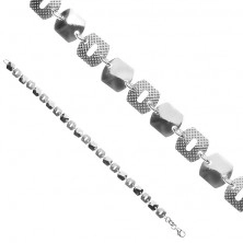 Silberner 925 Armband - strahlende Teile und Teile in Gitteroptik