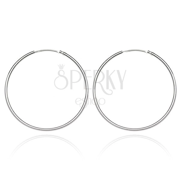 Ohrringe aus Silber - schmale glatte Kreise, 22 mm