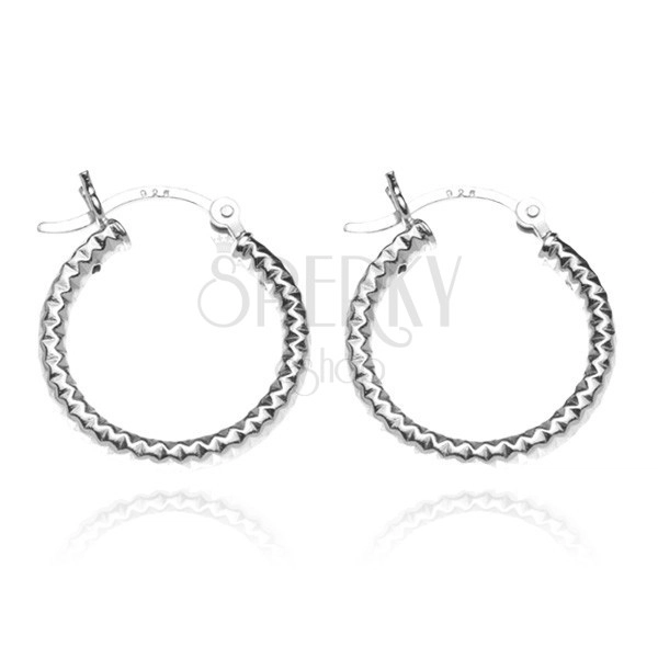 Ohrringe - Kreise aus 925 Silber, breit mit Gravur, 18 mm