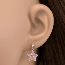 Ohrhänger aus 925 Silber - Stern in Pink mit Zirkonia