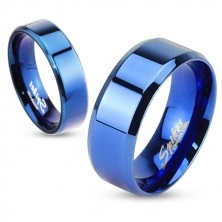 Ring aus Stahl - blauer flacher Trauring, 6 mm