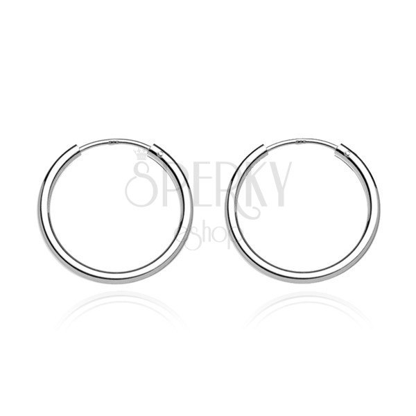 Kleine runde Ohrringe aus Silber - breite glänzende Kreise, 12 mm
